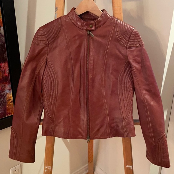 Danier leather bomber jacket size Small, Red - Picture 1 of 4